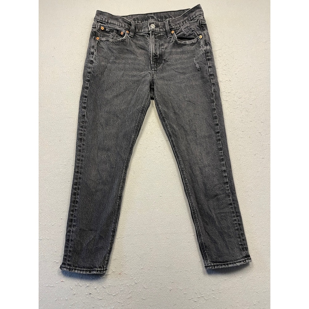 American Eagle Mom Jeans Cotton Lyocell Black 8 X-Short W29 Womens